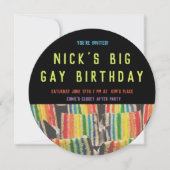 Big Gay Birthday Rainbow Cake laden Einladung (Vorderseite)