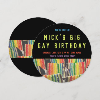 Big Gay Birthday Rainbow Cake laden Einladung