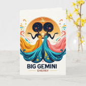 Big Gemini Energy Afro Goddess Zodiac Birthday Karte (Gelbe Blume)