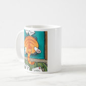 Big Ginger Tabby Hintern Cat Flap Kaffeetasse (Vorderseite Links)