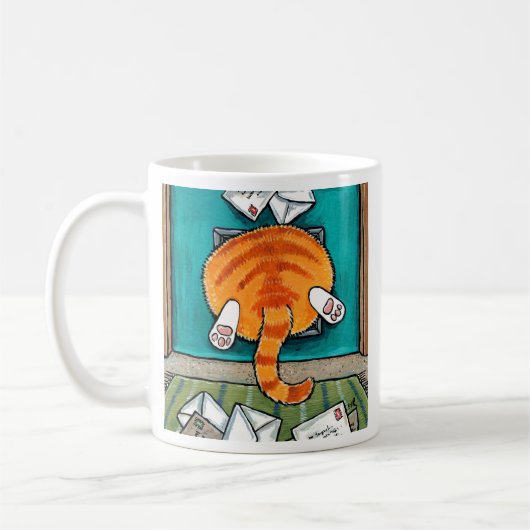 Big Ginger Tabby Hintern Cat Flap Kaffeetasse (Links)