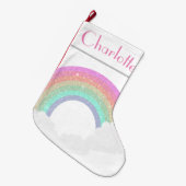 Big Glitzer Rainbow Einhorn mit Individuelle Name Großer Weihnachtsstrumpf (Vorderansicht (hängend))