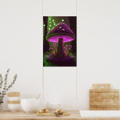 Big Glowy Mushroom - Green & Fuchsia Poster (Küche)