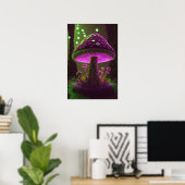 Big Glowy Mushroom - Green & Fuchsia Poster (Heimbüro)