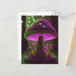 Big Glowy Mushroom - Green & Fuchsia Postkarte