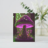 Big Glowy Mushroom - Green & Fuchsia Postkarte (Stehend Vorderseite)