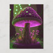 Big Glowy Mushroom - Green & Fuchsia Postkarte (Vorderseite)