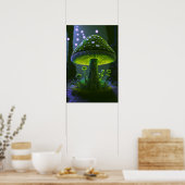 Big Glowy Mushroom - Green & Indigo Poster (Küche)