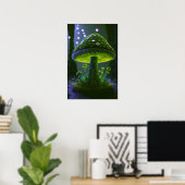 Big Glowy Mushroom - Green & Indigo Poster (Heimbüro)