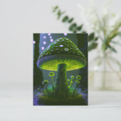 Big Glowy Mushroom - Green & Indigo Postkarte (Stehend Vorderseite)