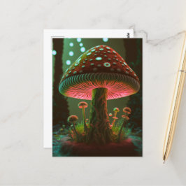 Big Glowy Mushroom - grün & orange Postkarte
