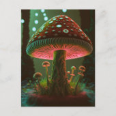 Big Glowy Mushroom - grün & orange Postkarte (Vorderseite)