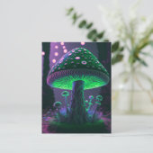Big Glowy Mushroom - grün und rosa Postkarte (Stehend Vorderseite)