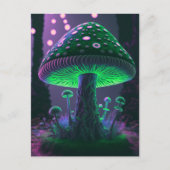 Big Glowy Mushroom - grün und rosa Postkarte (Vorderseite)