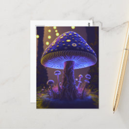 Big Glowy Mushroom - Indigo & Gelb Postkarte