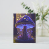 Big Glowy Mushroom - Indigo & Gelb Postkarte (Stehend Vorderseite)