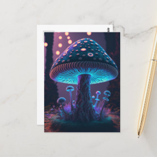 Big Glowy Mushroom - Lila & blau Postkarte