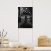 Big Glowy Mushroom - Schwarz & Weiß Poster (Küche)