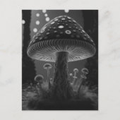 Big Glowy Mushroom - Schwarz & Weiß Postkarte (Vorderseite)