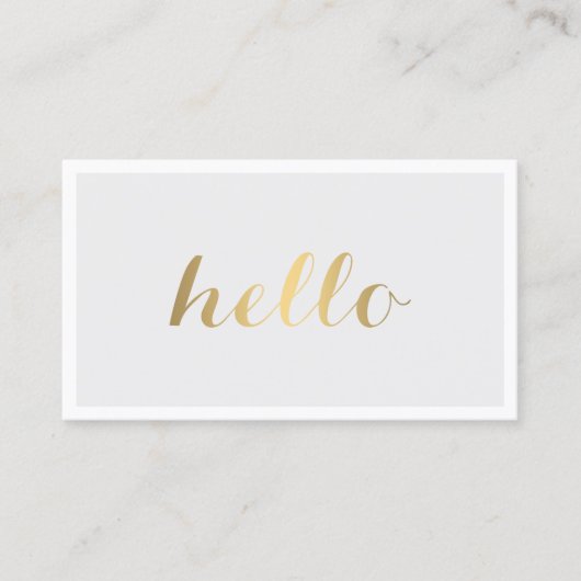 Big Gold Hello Graue und White Business Card Visitenkarte (Vorderseite)