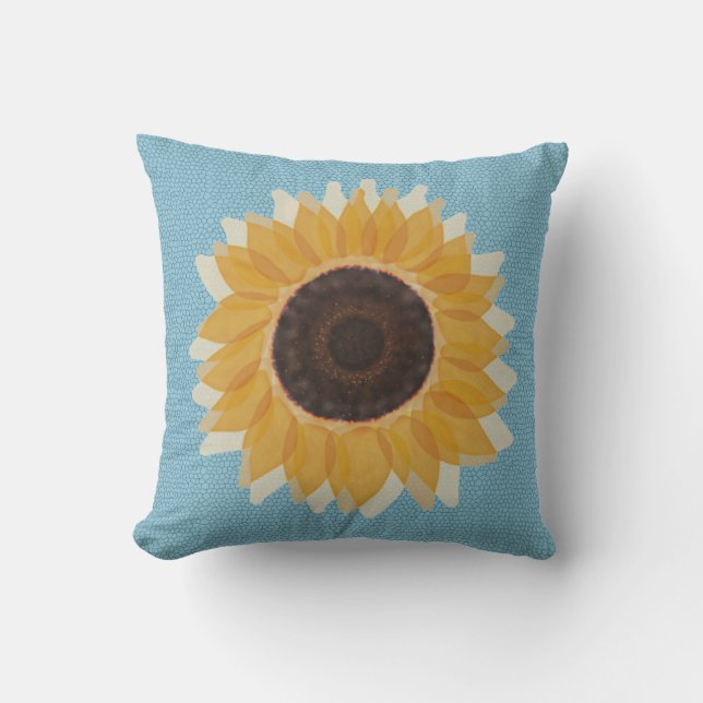 Big Graphic Sunflower Blue Hexagon Muster Kissen (Vorderseite)