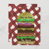 Big Greasy Hamburger Summer Cookie Red GRILLEN Par Einladungspostkarte (Vorne/Hinten)