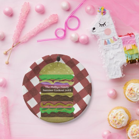 Big Greasy Hamburger Summer Cookie Red GRILLEN Par Pappteller (Party)