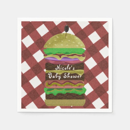 Big Greasy Hamburger Summer Cookie Red GRILLEN Par Serviette (Vorderseite)