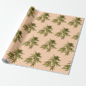 Big Green Buds auf Butternut Beige Personalisiert Geschenkpapier (Ungerollt)