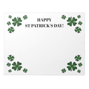 Big green glückliche Klee St Patrick's Day Notizbl Notizblock