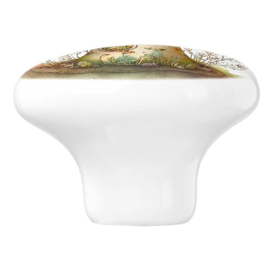 Big Green Toadstool Fairy House Keramikknauf (Seitenansicht)