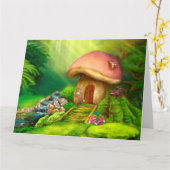 BIG Greeting Card Fantasy Hütte House Karte (Gelbe Blume)