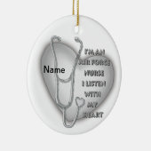 Big Grey Heart Air Force Nurse Keramik Ornament (Rechts)