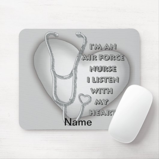 Big Grey Heart Air Force Nurse Mousepad (Mit Mouse)