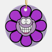 Big Grinning Lila Blume Ornament (Vorne)