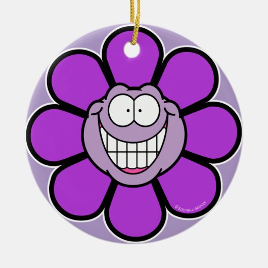 Big Grinning Lila Blume Ornament (Vorne)