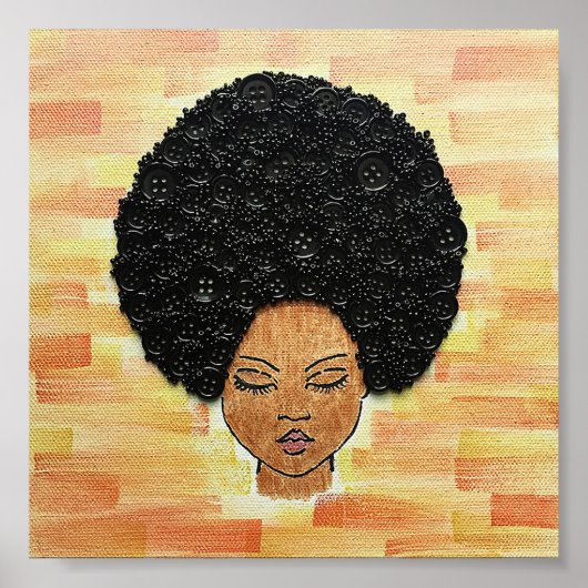 Big Hair Button Art Poster (Vorne)