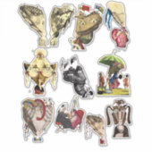 Big Hair Powder Wigs Edwardian Viktorianisch Art Aufkleber (Vorderseite)