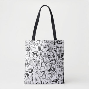 Big Halloween Doodles Kollektion. handgezogener Vi Tasche