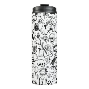 Big Halloween Doodles Kollektion. handgezogener Vi Thermosbecher