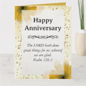 Big Happy Anniversary Yellow Floral Scripting Karte (Vorderseite)