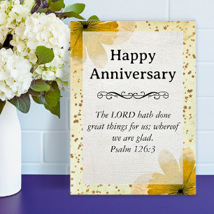 Big Happy Anniversary Yellow Floral Scripting Karte