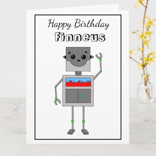 Big Happy Birthday Robot Thema mit Farbing Page Karte (Gelbe Blume)