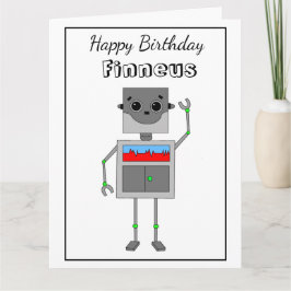 Big Happy Birthday Robot Thema mit Farbing Page Karte