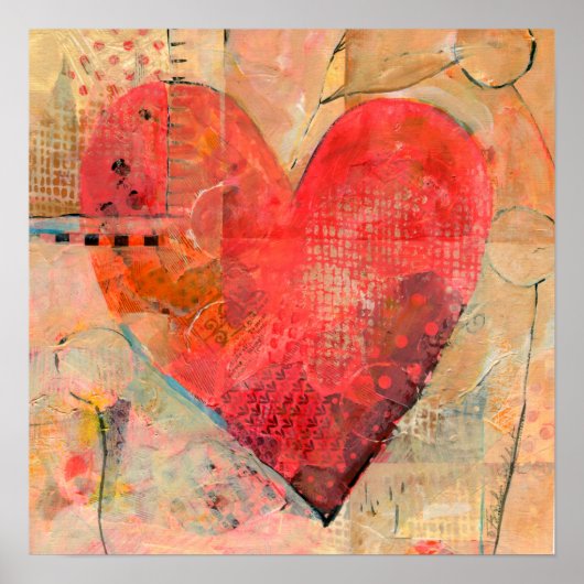 Big Happy Heart Mixed Media Art Poster (Vorne)