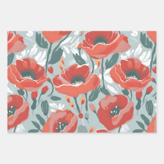 Big Happy Poppy Wrapping Paper Geschenkpapier Set