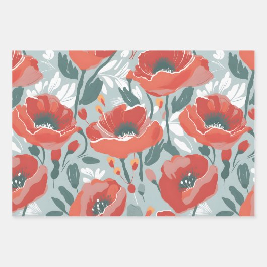 Big Happy Poppy Wrapping Paper Geschenkpapier Set (Vorderseite 3)