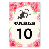 Big Hat | Aquarellfarbene Rose Derby Party Tischnummer (Rückseite)