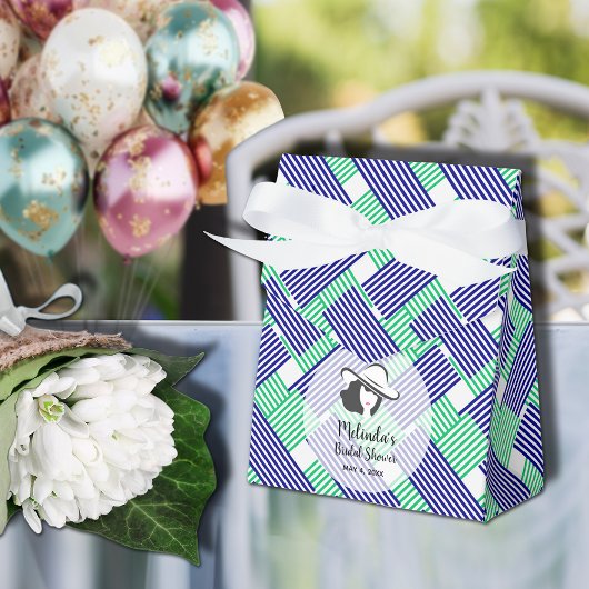 Big Hat Brautparty Navy Green Strips Zelt Geschenkschachtel