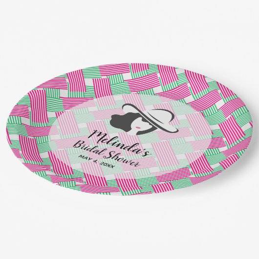 Big Hat Derby Brautparty Pappteller (Schrägansicht)